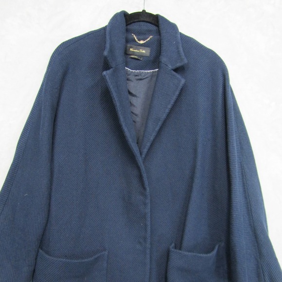 Massimo Dutti Women's Small Blazer Jacket Blue Long Collar Snap Closure Oversize - Picture 3 of 12